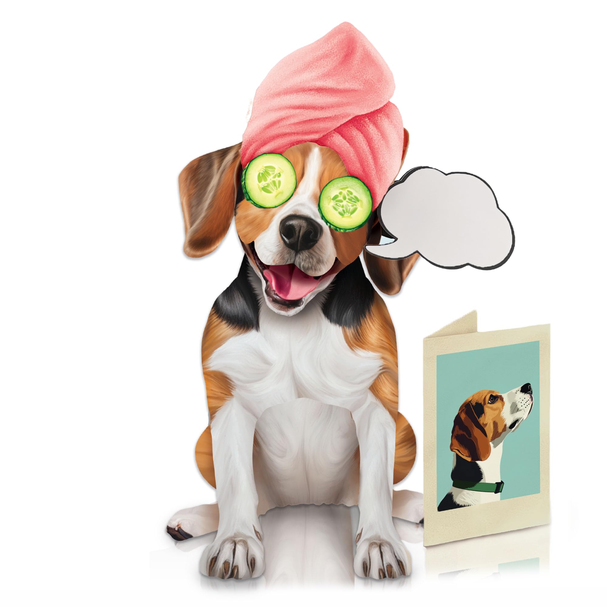 Freshcut Paper Pop Up Pet Cards, Gifts for Dog Lovers, Birthday Cards with Accessory Sheet, Note Card & Envelope, 3D Popup Greeting Card, Beagle