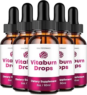 Vitaburn Drops Advanced Blood Formula, Official Vitaburn Supplement Drops - Maximum Strength, All Natural Healthy Circulation & Stable Levels, Premium Vita Burn Droppers Reviews (5 Pack)