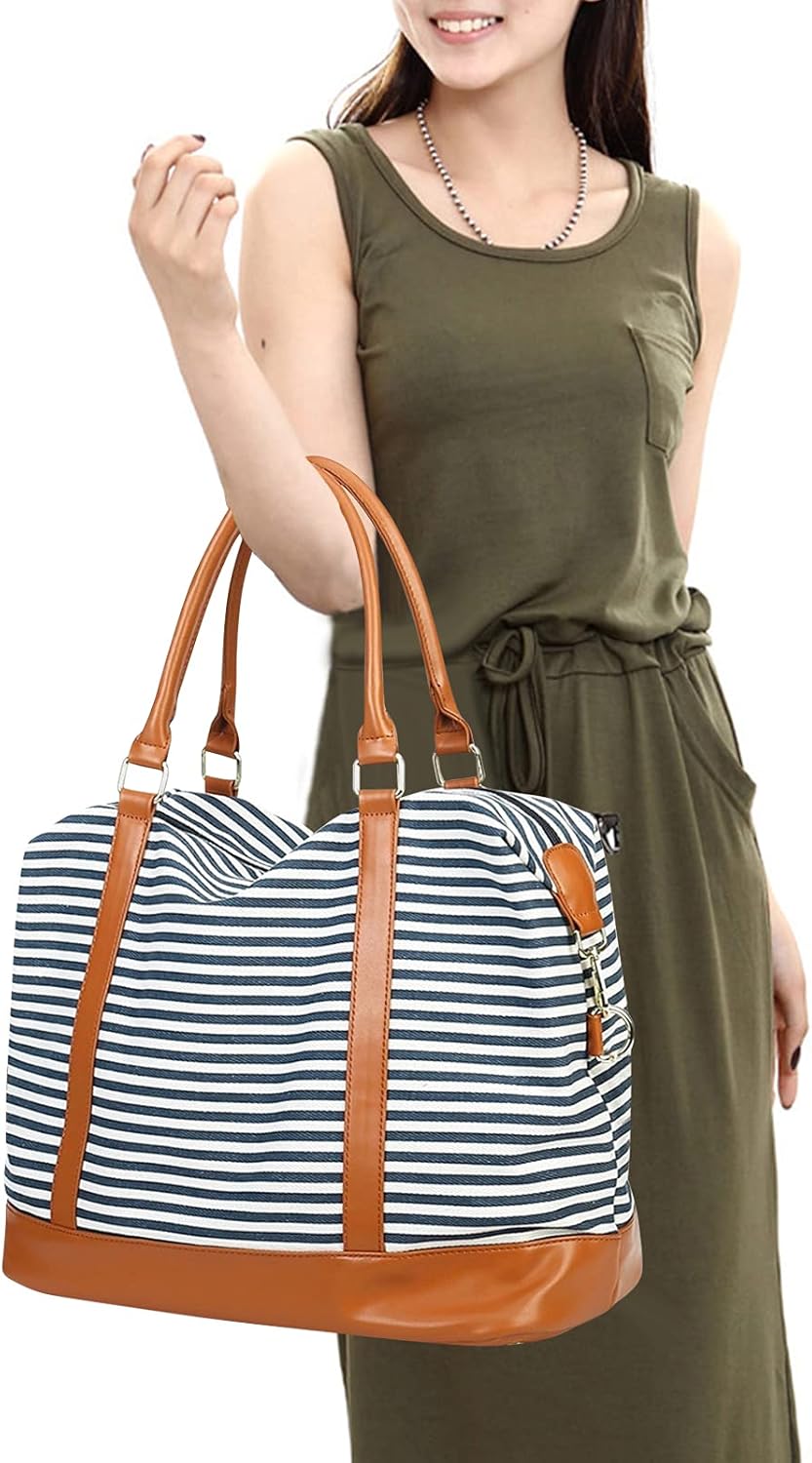 Bluboon Travel Tote Bags with Zipper Ladies Canvas Bag Weekender Overnight Bag for Women Carry on Duffel Bag Trolley Sleeve