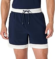 Vista 10 de Yaxa Essentials Men's Athletic Performance Stretch Contrast Woven Gym Training Short with 6" Inseam
