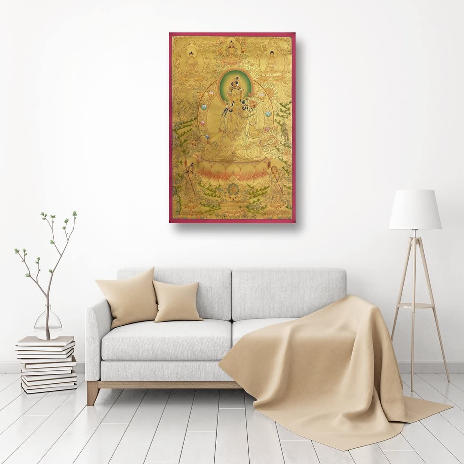 Tara bianca con Buddha Shakyamuni Buddismo Religione Meditazione Poster Decorazione per la casa Poster arte da parete Camera da letto Decorativa Estetica 40 x 60 cm