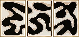 SIGNWIN Framed Canvas Print Wall Art Modern Abstract Organic Shapes Blac...