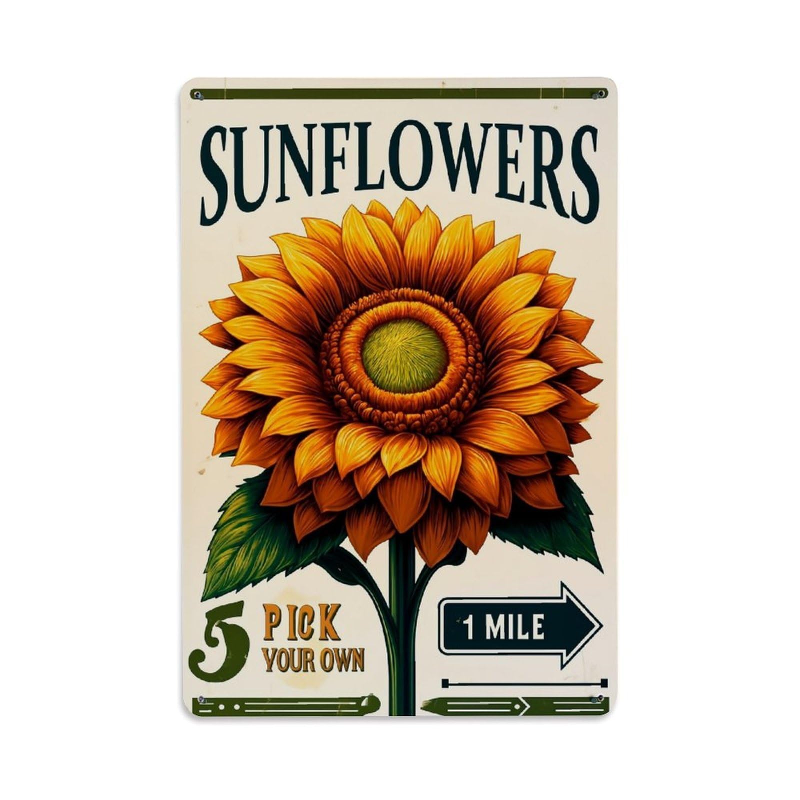 Jdfenggu Vintage Sunflower Pick Your Own Sign Retro Metal Tin Sign, Decor Art Poster For Bar, Home, Man Cave, Kitchen, Laundry Room Gift 8X12inch