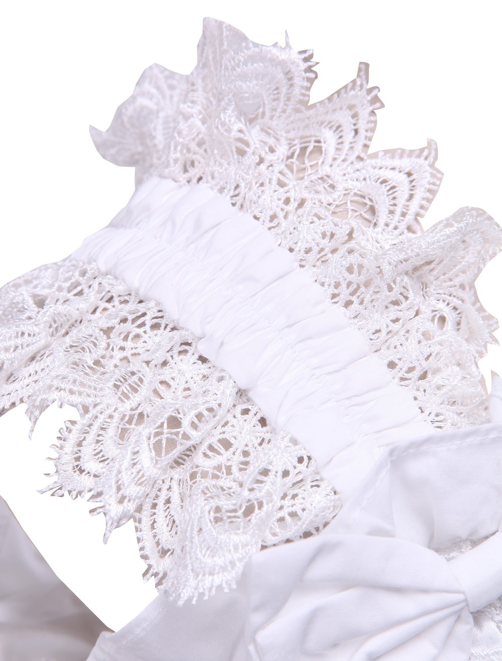 Antaina Weiß Baumwolle Rüsche Spitze Retro Viktorianisch Ärmellos Lolita Hemd Bluse,MEHRWEG