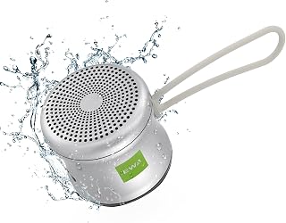 EWA A119 Mini Bluetooth Speaker with Lanyard, Small Speaker with Bass Radiator, IPX7 Waterproof, Tiny but Powerful, Super Cute Metal Wireless Portable Speaker for Home, Office, Travel, Outdoor(Silver)