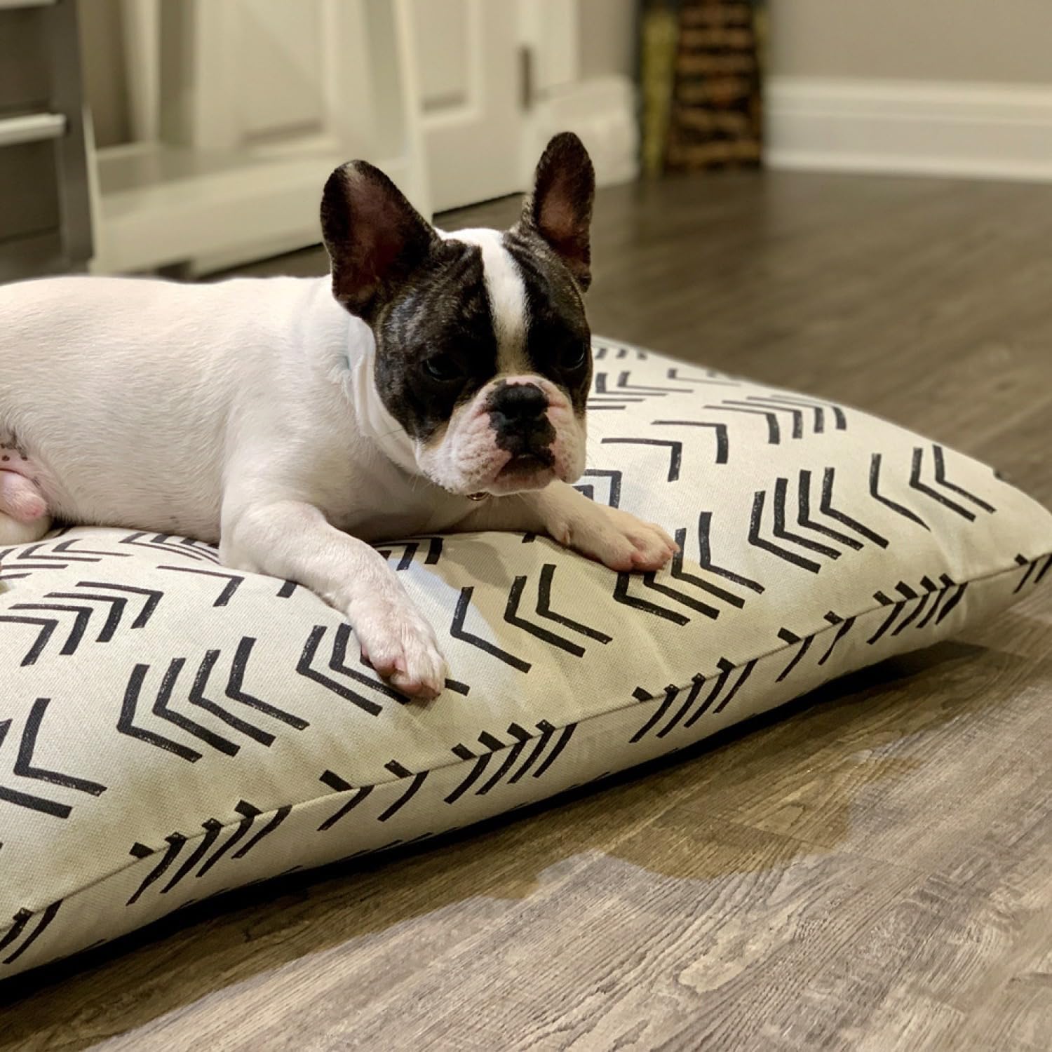 Modern Mudcloth Print Dog Bed Cover, Replacement Pet Bed Cover, Washable Removable Dog Bed Cover for Small to Large Dogs (Cover + SustainaFill™ Insert, 50"x40" XLarge)