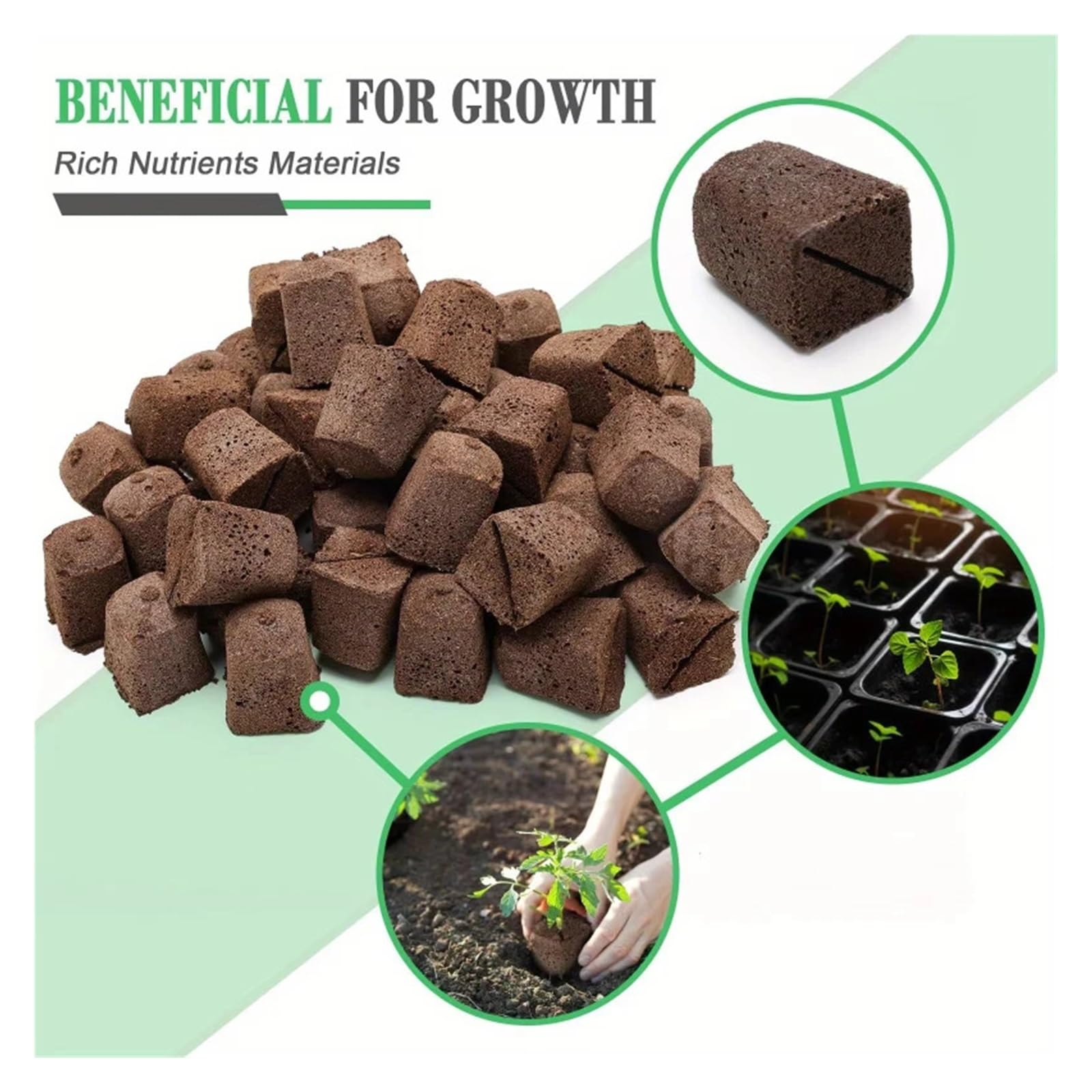 Spugne Per Coltivazione Baccelli di spugne for avviamento semi, tappi rapidi for radici torba e muschio, cubi ricambio for piantine for gli appassionati giardinaggio i principianti che crescono | Brown 20PCS-A