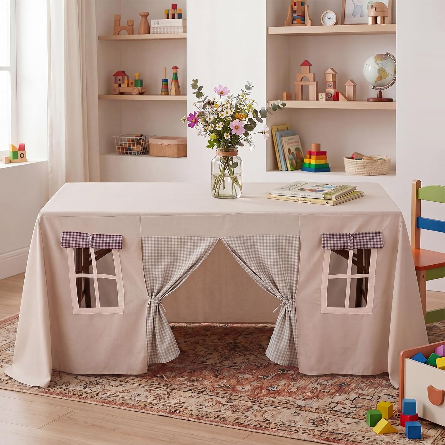 Oudain 10ft x 7.5ft Large Tablecloth Playhouse for Kids, Play Fort image 4