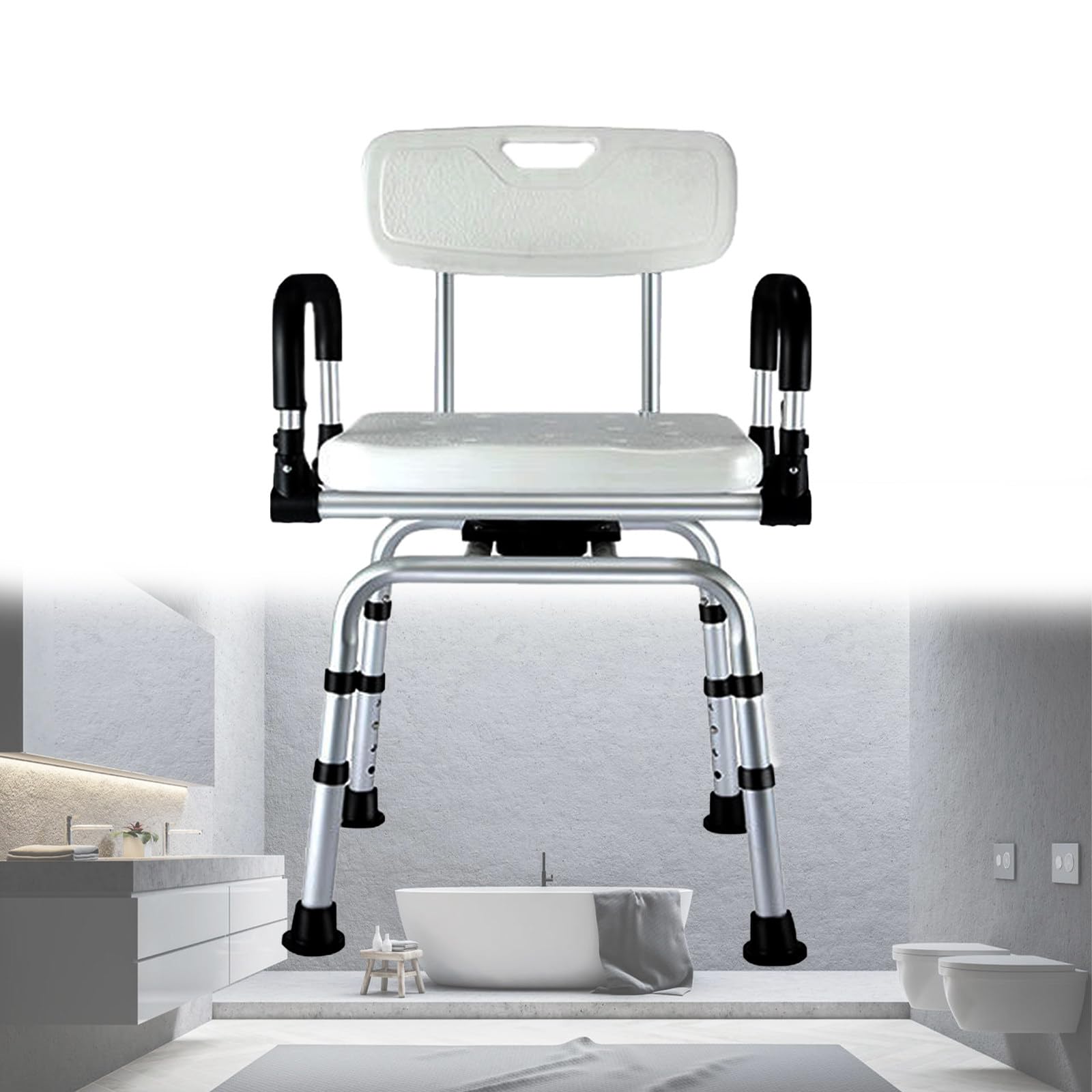 Asiento De Ducha Giratorio, Silla De BañO Pivotante Resistente para Ducha Interior, Silla De BañEra para Personas Mayores Discapacitadas, Discapacitadas Y BariáTricas, Antideslizante
