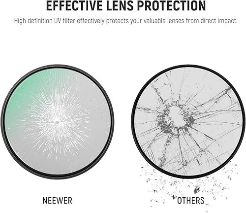 Miniatura 2 de NEEWER Filtro UV de 3.031in, protección UV ultra delgado de 3.031in, filtro de lente de cámara con vidrio óptico HD templado de alta dureza 9H,