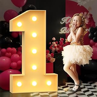 Marquee Light Up Numbers 1, 3FT Giant Marquee Numbers for 1st 16th 21st Birthday Decoration, Large Light Up Numbers for Anniversary Party Decor, Pre-Cut Foamboad Mosaic Numbers