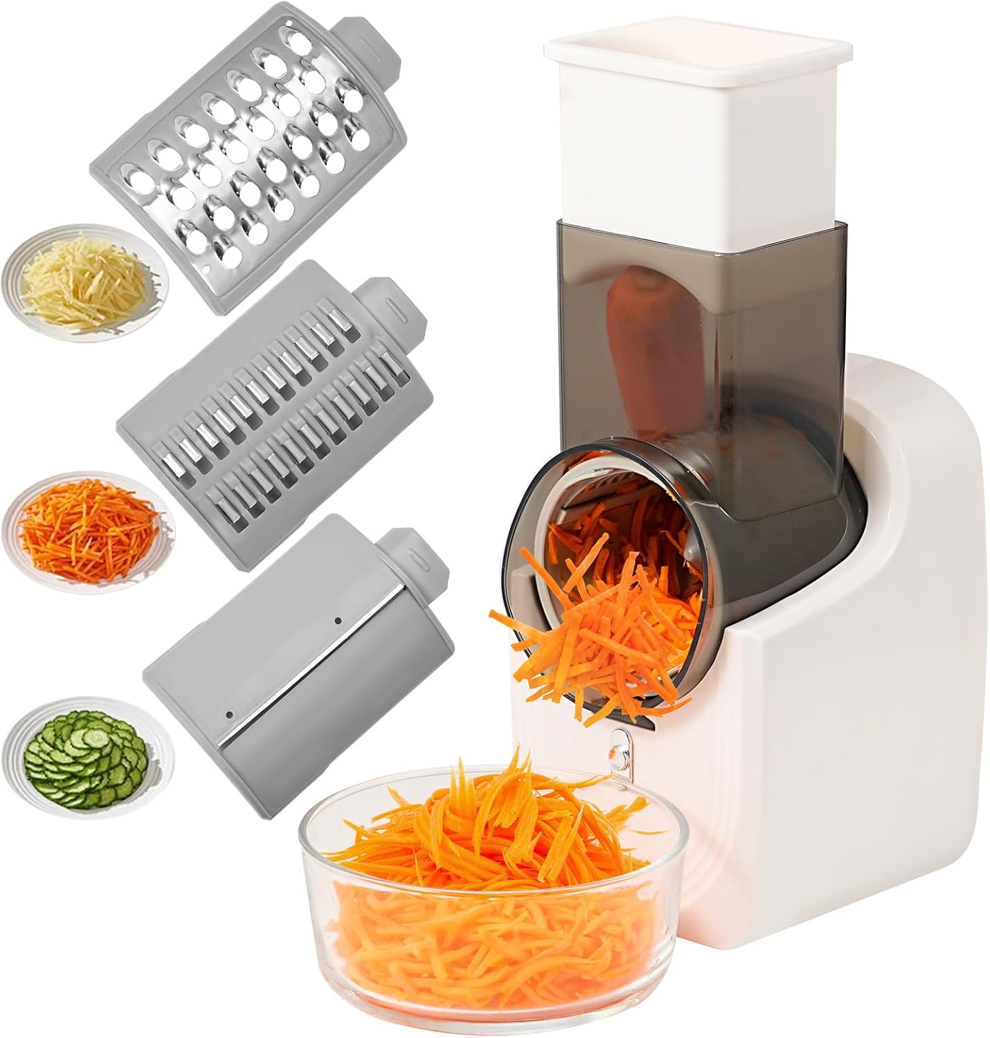 Electronic Vegetable Slicer is Easy to Use and Flexible,Can be Carried 0utdoors, Has 3 Different Shapes of Blades, Electric Salad Machine Can be Used for Cheese, Fruit, Vegetables
