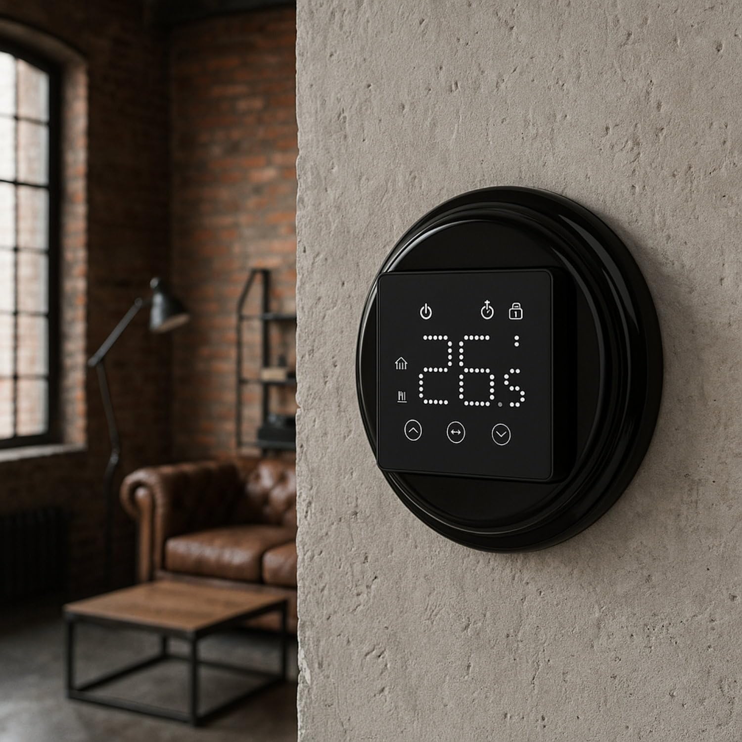 Unterputz Porzellan Retro Digitaler Raumthermostat mit externem Bodensensor, Serie PR1 schwarz