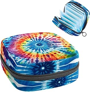RODAILYCAY Colorful Tie Dye Menstrual Pad Purse for School, Tampons Collect Pouch for Women Girls, Soft Sanitary Napkin Disposal Bags