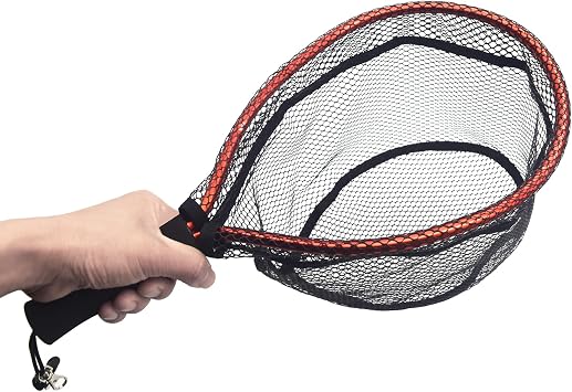 Aluminum Alloy Mini Fly Fishing Net - Soft Rubber Mesh Kayak & Trout Landing Net - Catch and Release