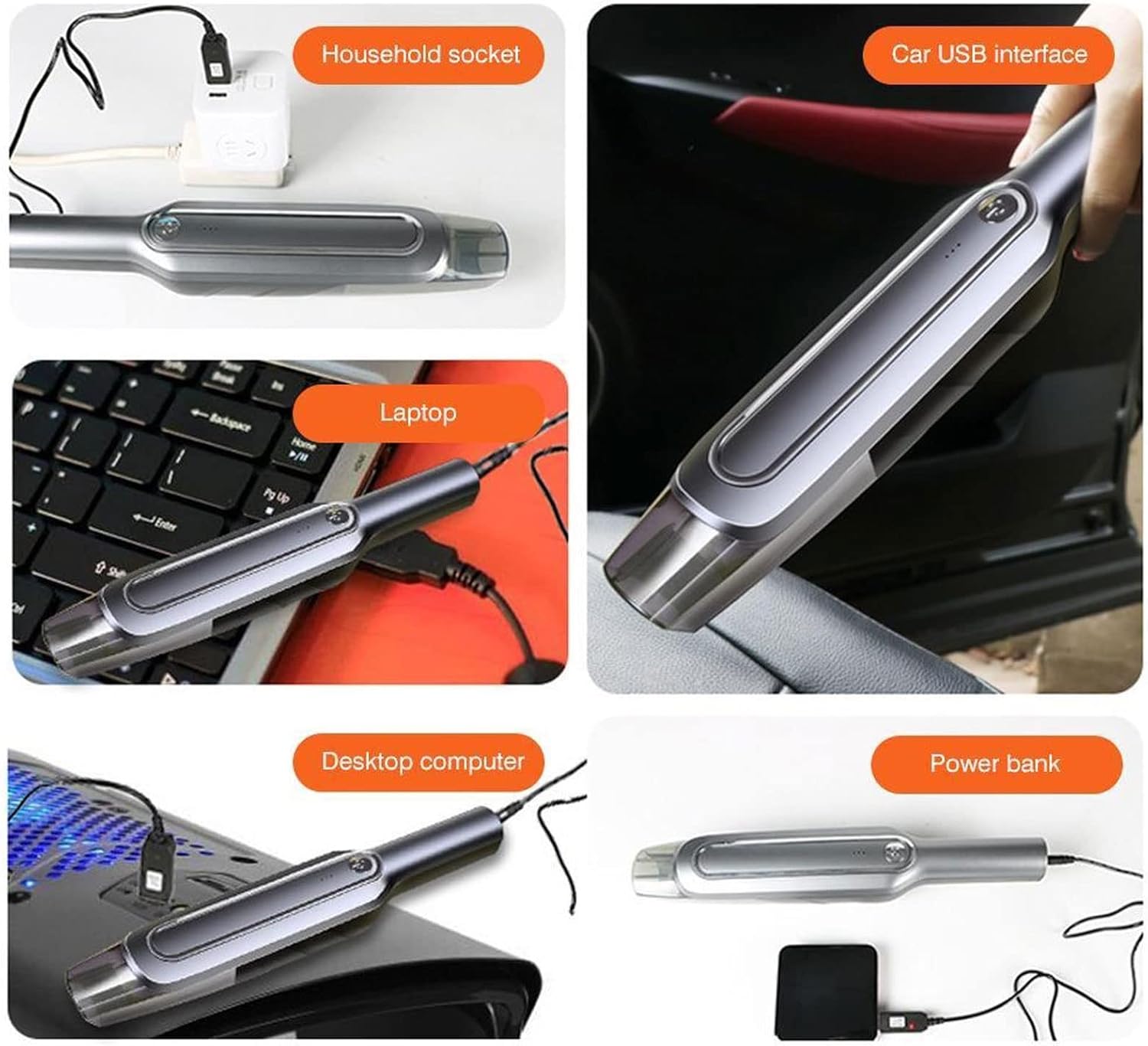 Hard Floor Vacuum Portable Car Wireless Vacuum Cleaner ABS Handheld Rechargeable Dry Wet Dust Cleaner for Home Black Color