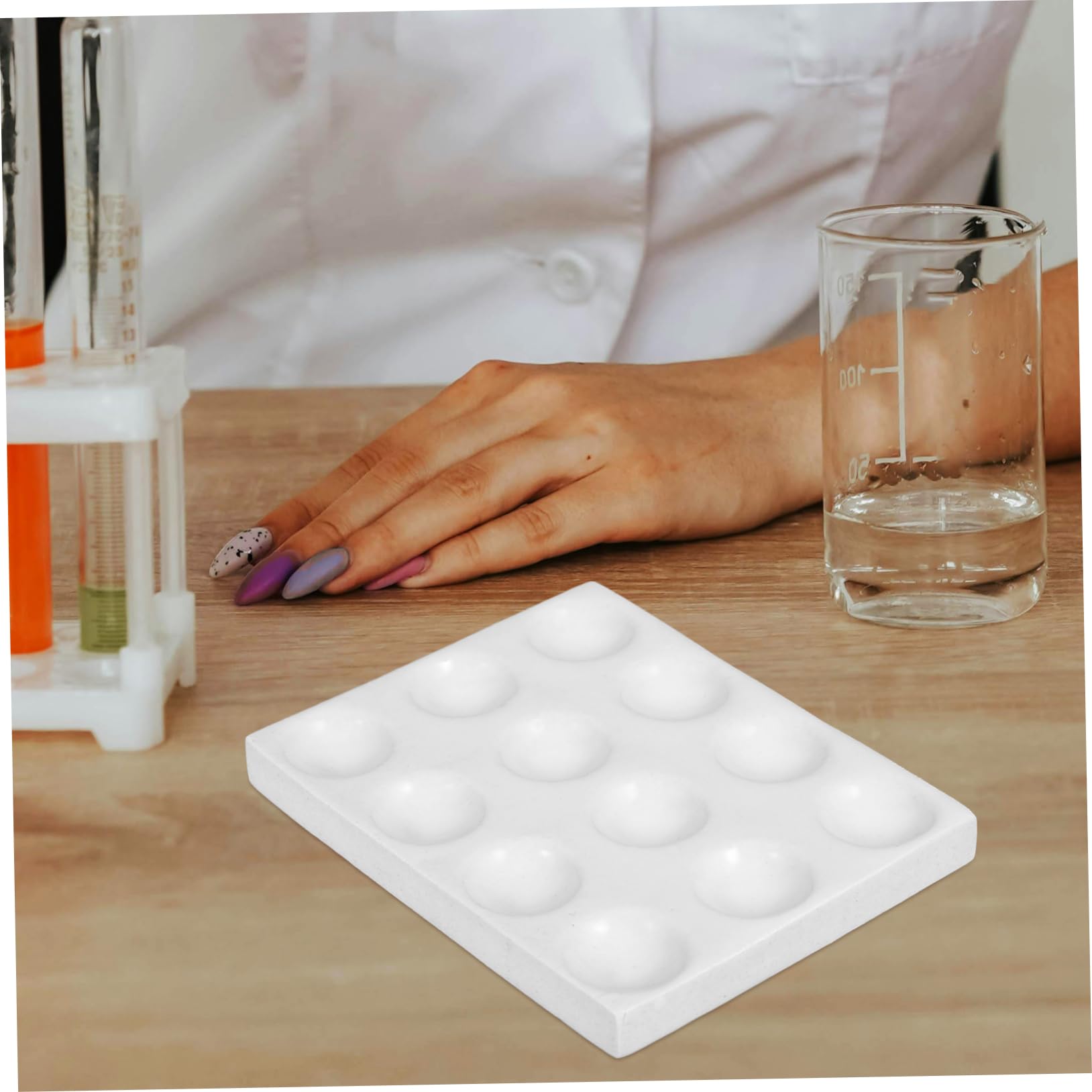 Keramik Tüpfelplatte mit 12 Löchern, Weiß für Laborzwecke | Porzellan Fleckplatte, Wissenschaftliche Experimentierplatte für Laboroperationen, Verschleißfest