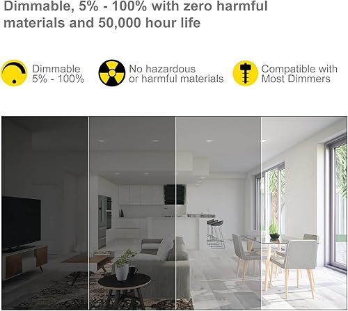 Miniatura 7 de NUWATT Foco empotrable LED de 3 pulgadas (paquete de 16) sin lata todo en 1 con 5 interruptores de color CCT 27k 30k 35k 40k 50k, 8W, 600 lúmenes,