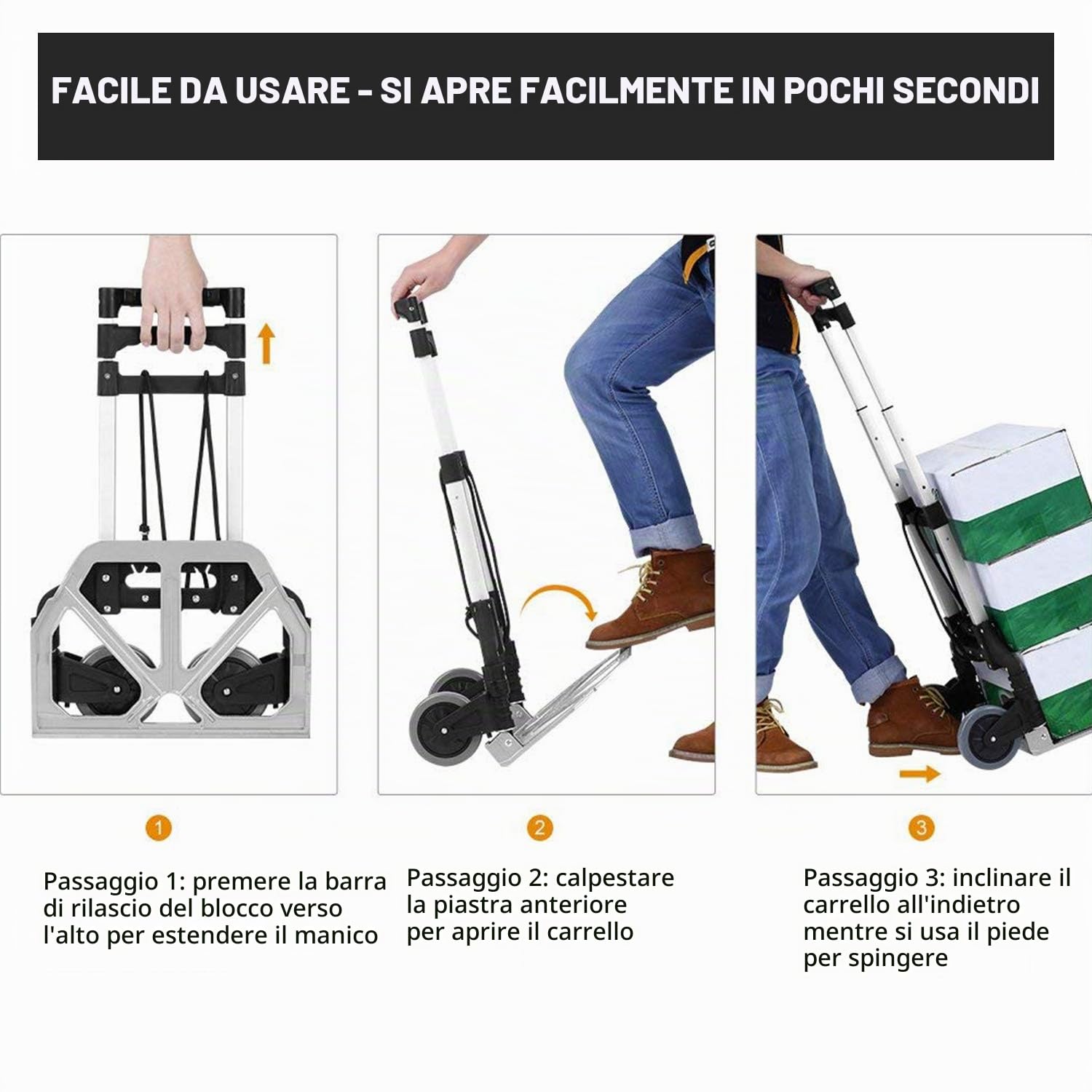 Carrello portapacchi,Carrello portacasse,Leggero,Chassis pieghevole,Carrello pieghevole,120kg