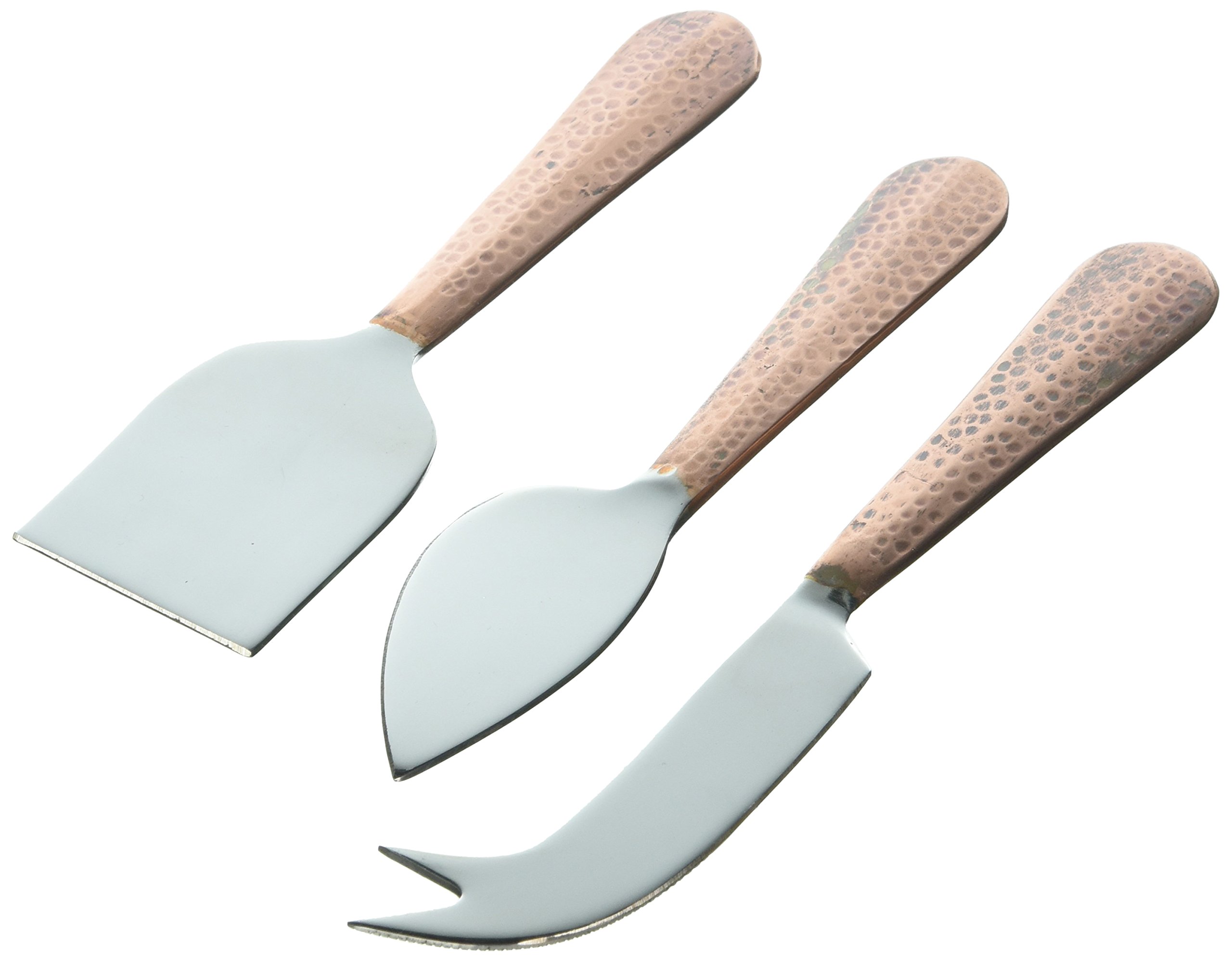 Thirstystone NV12938 3 Piece Hammered Copper Finish Cheese Knife Set, Multicolor