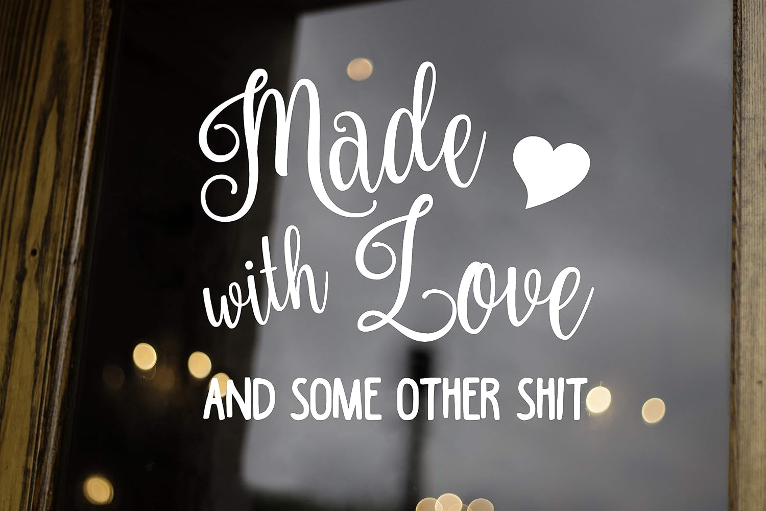 Made with Love and Some Other Sh*t Vinyl Decal - Kitchen Cooker Pot Wall - 5w x 4.5h inches - Die Cut Sticker - Turquoise