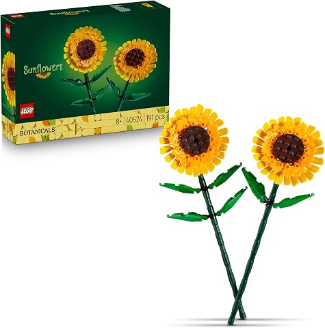 LEGO Botanicals Ayçiçeği 40524 | 8 Yaş ve Üzeri Çocuklar için Ayarlanabilir Saplı 2 Ayçiçeği İçeren Oyuncak Yapım Seti, Doğum Günü Hediyesi (191 Parça)