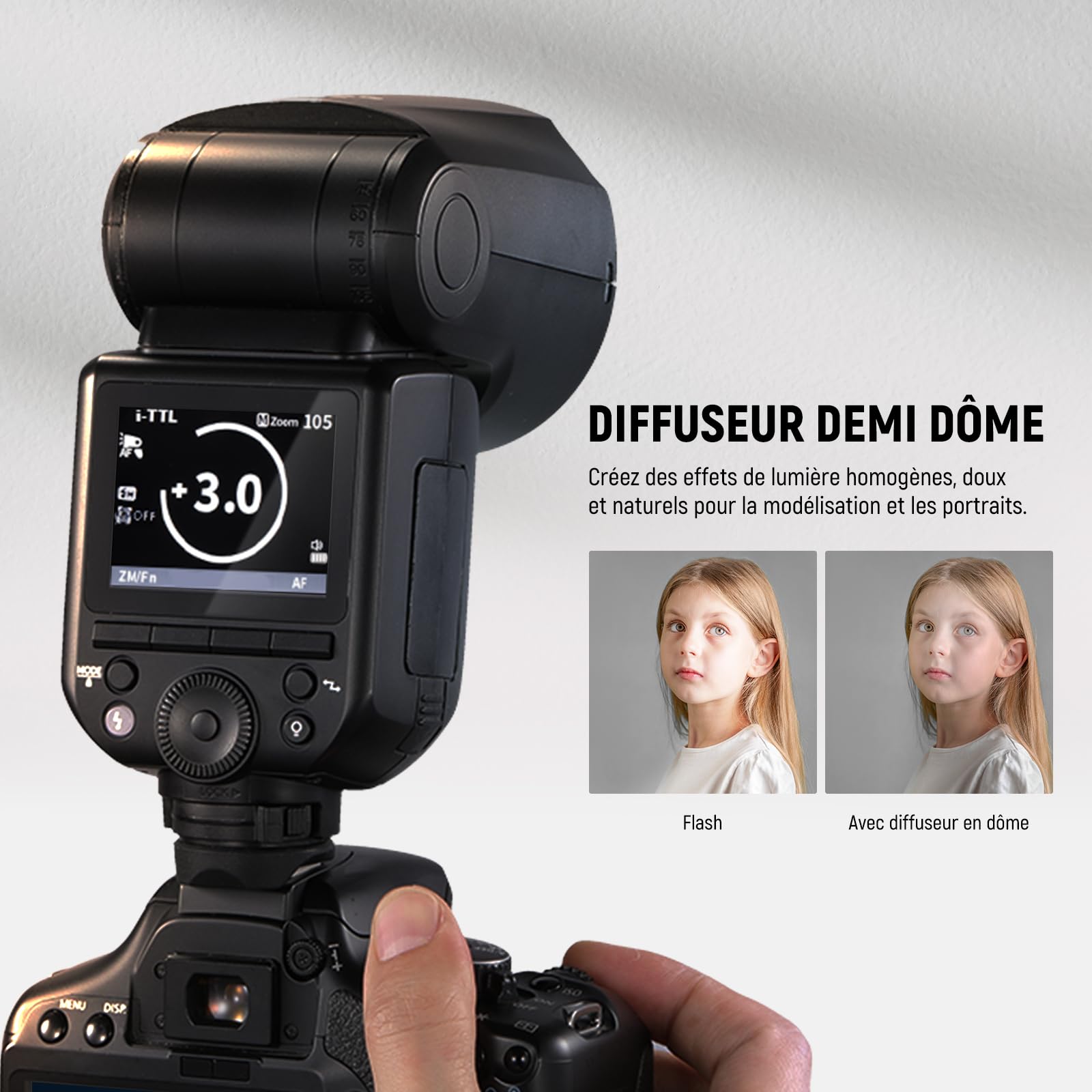 NEEWER Z2-N 2,4G TTL Flash Speedlite à Tête Ronde Compatible avec Nikon Caméra,600 Flashs Pleine Puissance,3000mAh,76Ws,1/8000s HSS,2 Lampes Pilotes,Diffuseur Lumière,Bouton TTL/M pour Système Q 2,4G