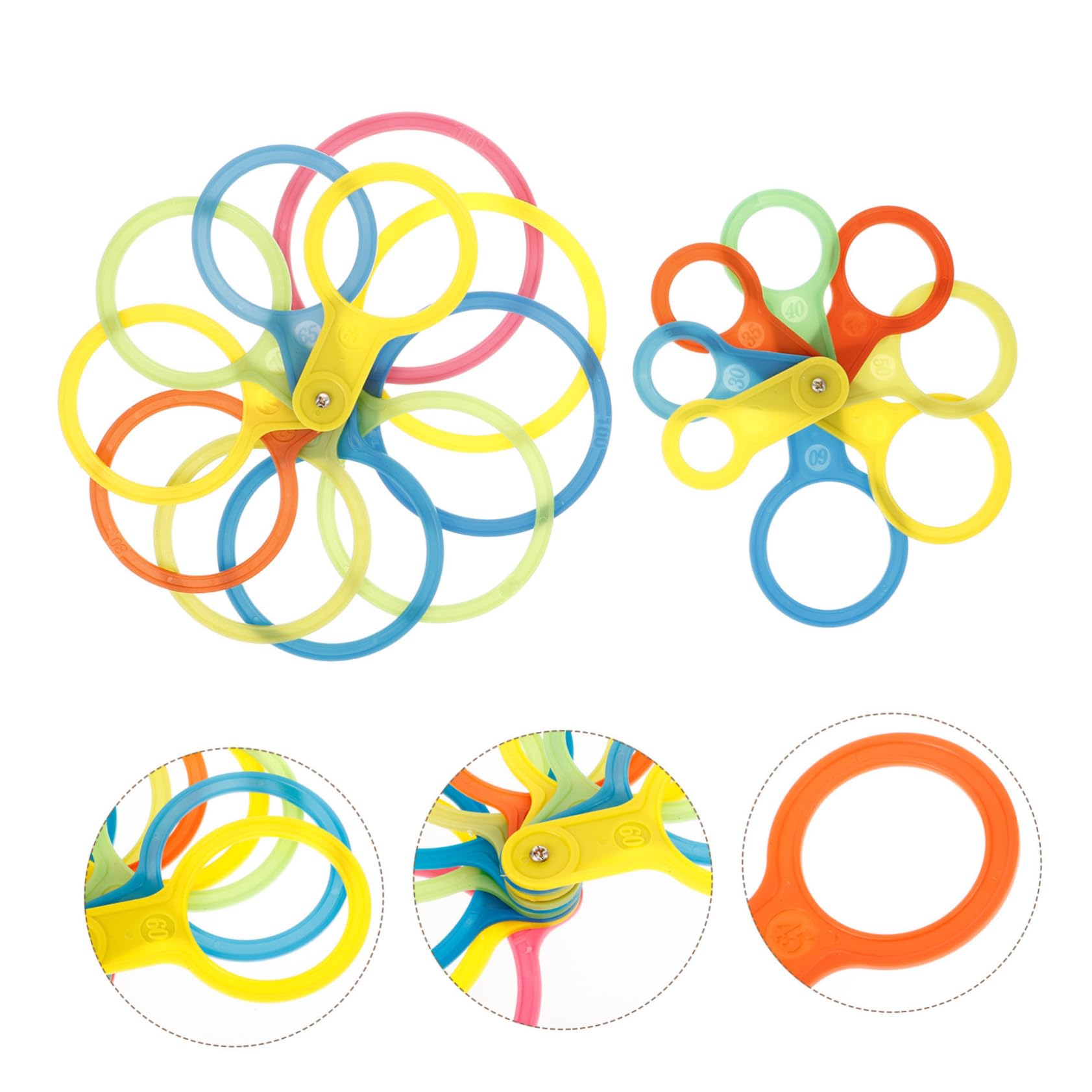 Gabarit Mesure Diamètre Fruits – Lot Cercles Plastique Colorés 45-100 Mm, Pour Verger, Marché, Classement