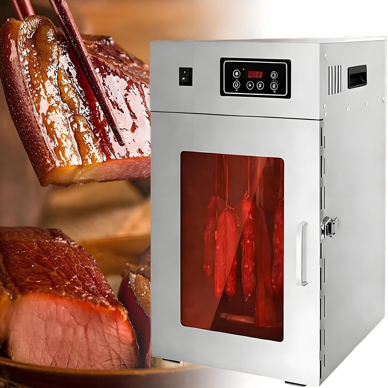 ZenSeFarin Electric Food Dehydrator,Beef Jerky Maker,Commercial Meat Dryer,360° Rotary Stainless Steel Sausage Dryer,30-90℃ Temperature Control,Digital Timer,Smart Touch Control,for Meat Fruit 7.5kg