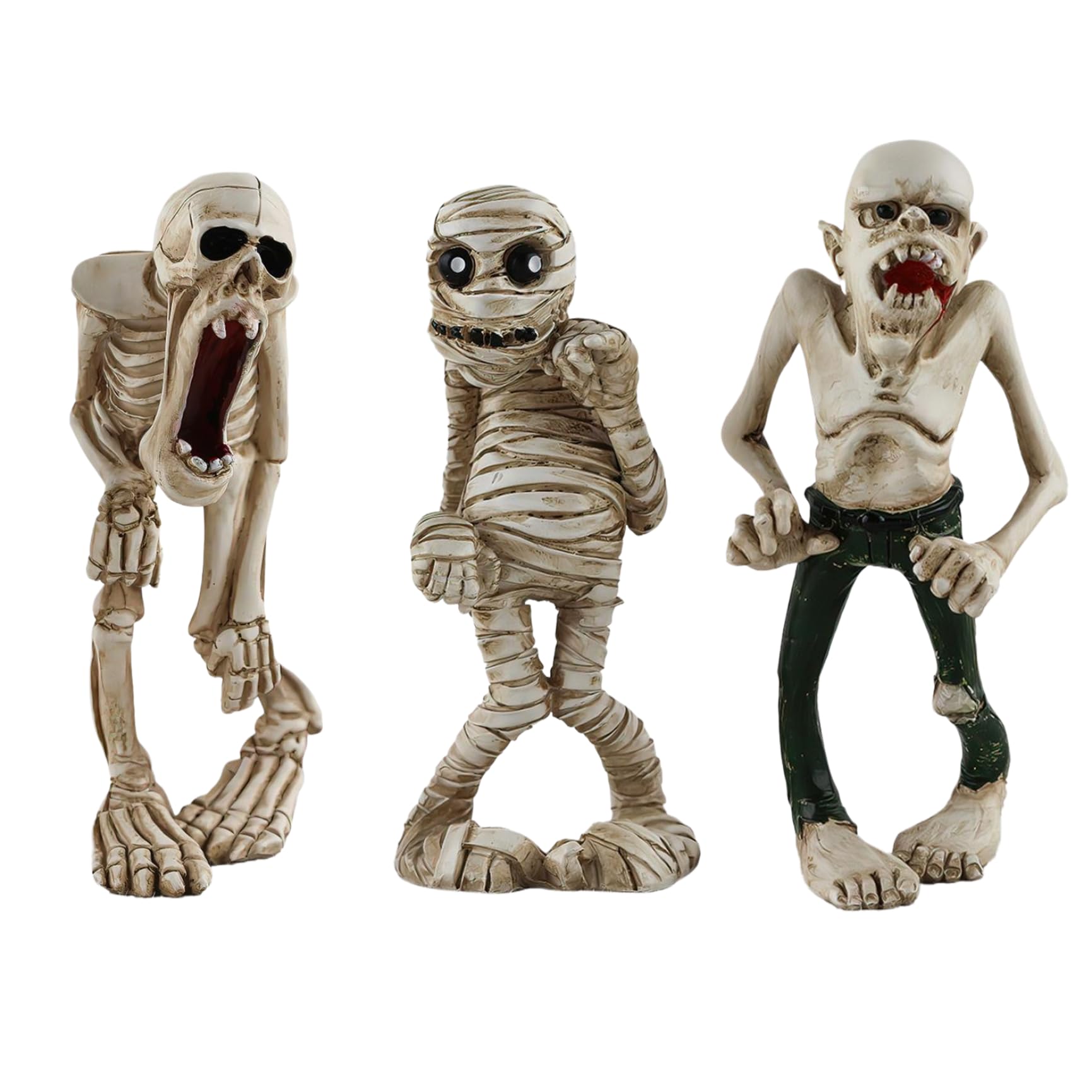 Décorations drôles et effrayantes figurines d'halloween trio maman ghoul vampire