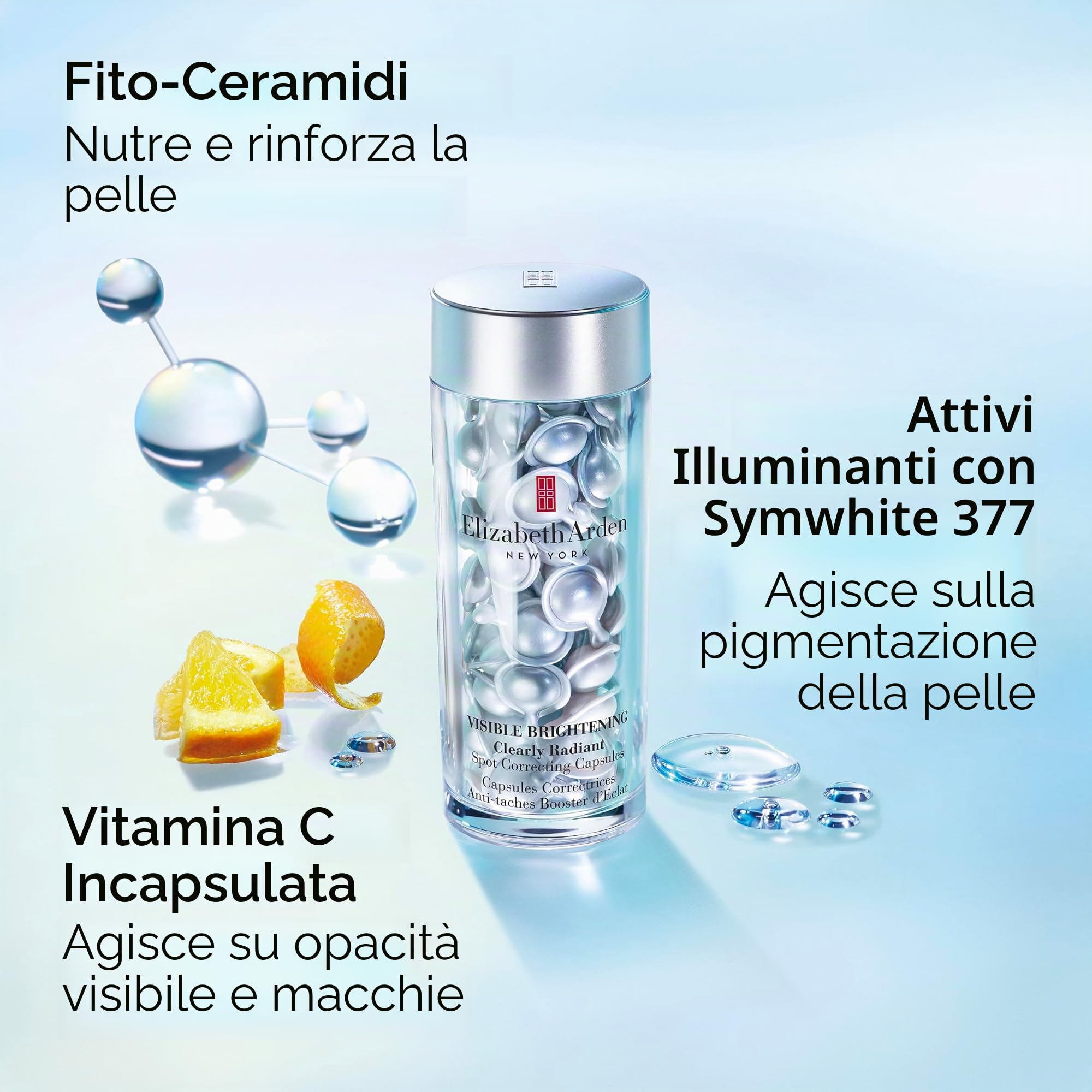 Elizabeth Arden, Visible Brightening Capsule correttive antimacchia Booster di Illuminazione, Serum viso, Skincare anti macchie marroni, Liscia la carnagione