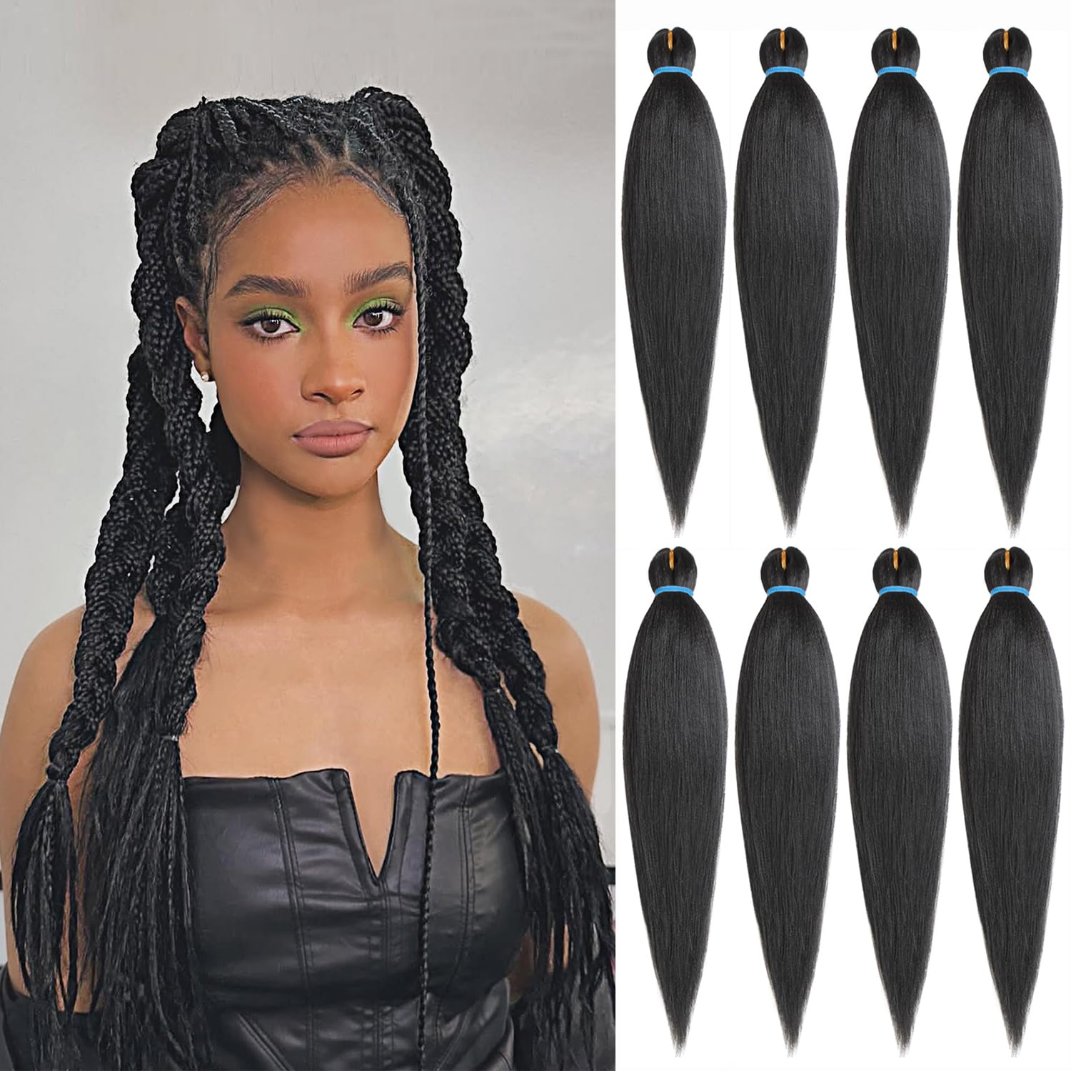 Amazon.com : Leeven 8 Packs Easy Crochet Braiding Hair 26 Inch Pre