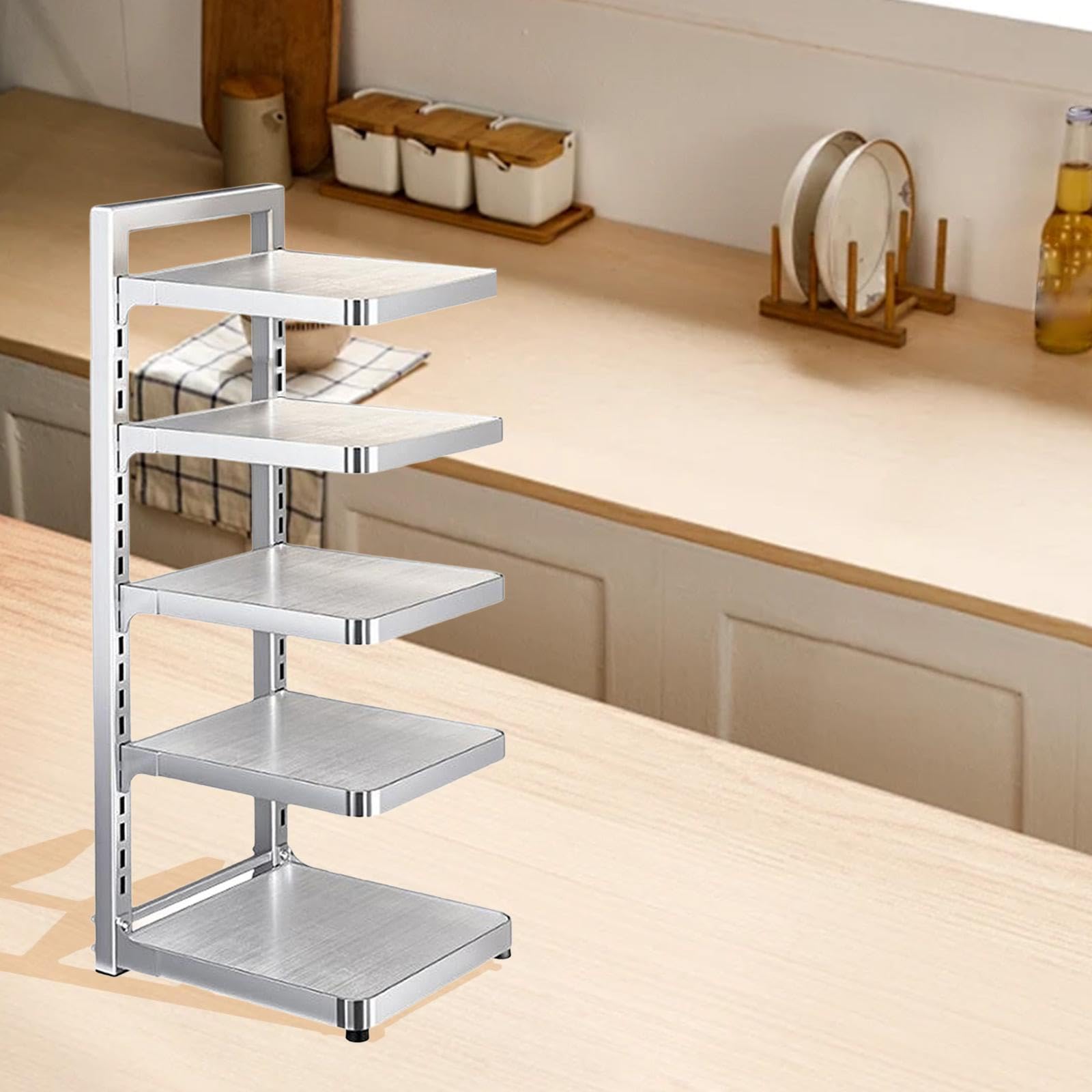 Estante Organizador para Y Sartenes, Resistente, Reutilizable Y Ajustable, para La Cocina, 5 Niveles, tal como se describe