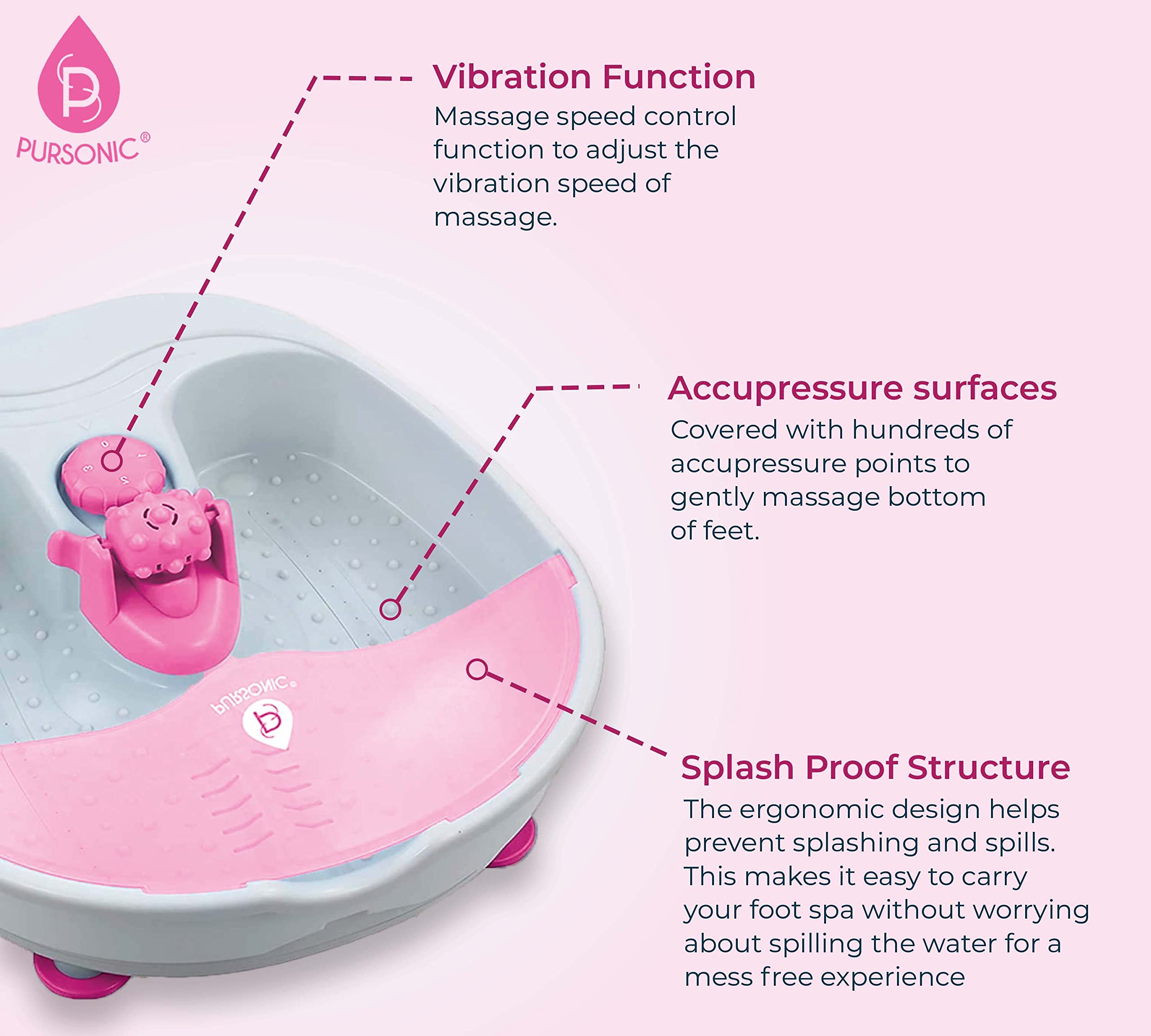 pursonic heated foot spa massager with vibrating bubbles Slim Cock Ring With Black Band main image 1