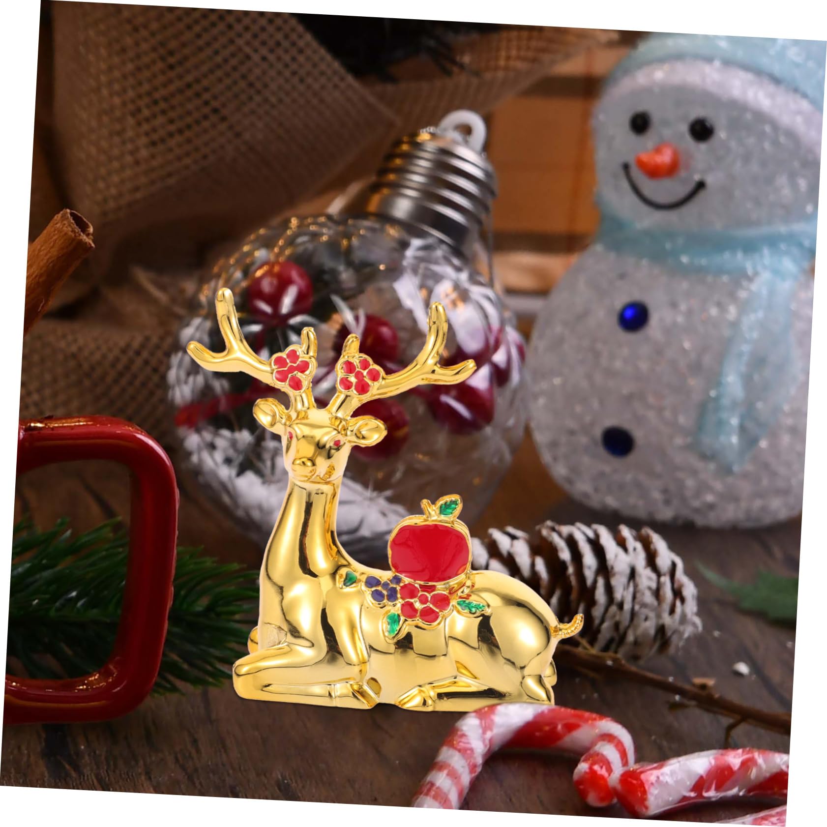 金属製の鹿の置物 金属製工芸/骨董品】鹿老人置物 七福神 置物