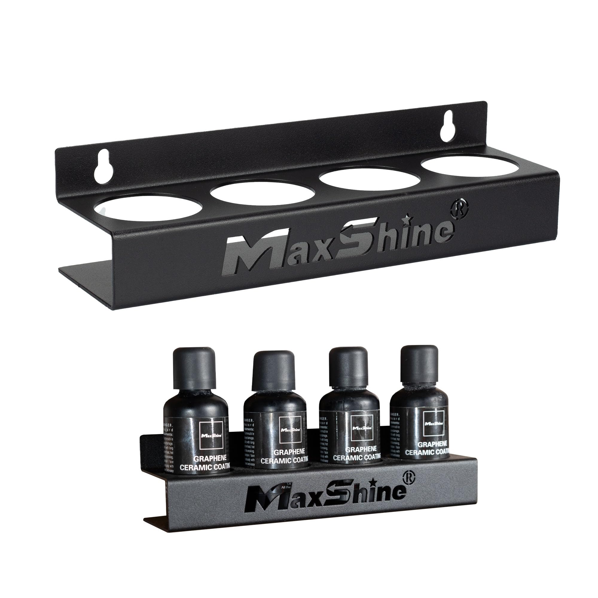 Maxshine Universal Detailing Ceramic Coating Holder - Holds 4 Bottles (50-100ml), Sturdy & Lightweight Organizer, Easy Wall Mounting, Premium Auto Detailing Accessories for Garage & Mobile Use