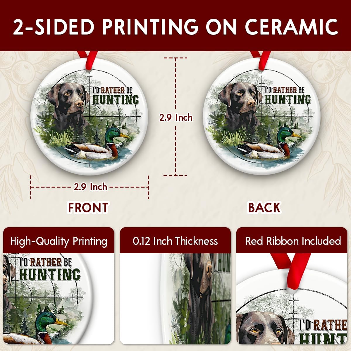 Rustic Hunting Dog & Duck Christmas Ornament – Unique Hunter Gift Outdoor Themed Decor
