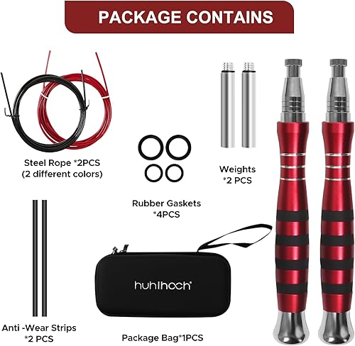 Miniatura 4 de Cuerda de saltar de alta velocidad con rodamientos avanzados de bolas de 360 grados, cables ajustables, agarre que incorpora diseño texturizado de