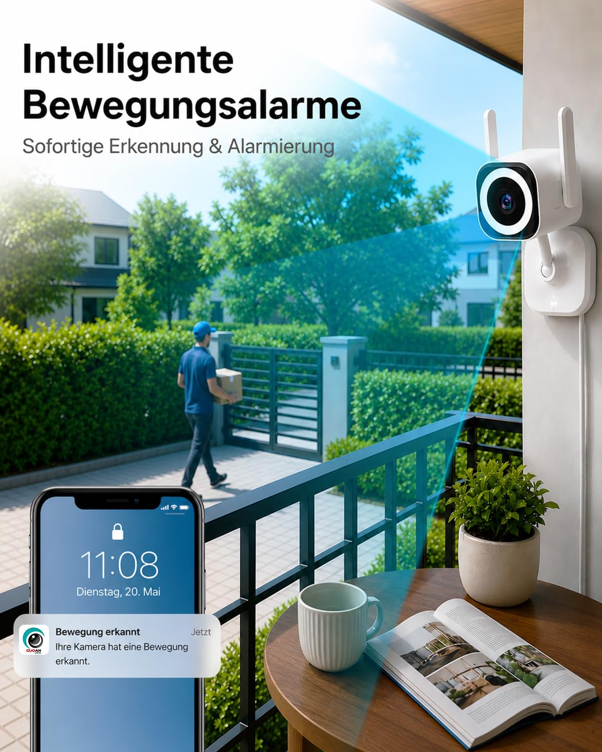 Caméra de surveillance extérieur/intérieur, babyphone 2K avec application