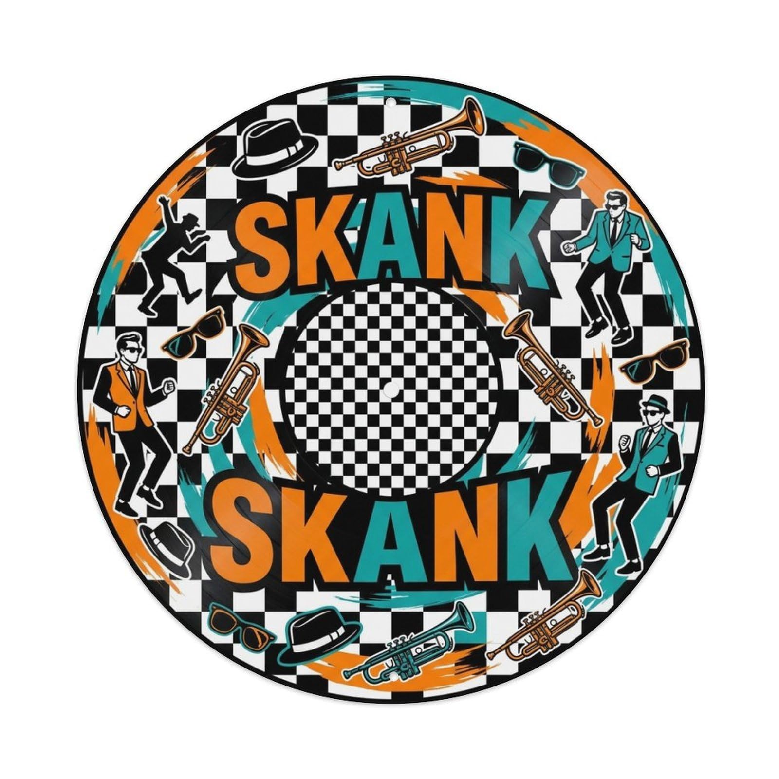 Punk Ska Checkered Record Cover Style Vinyl Groove Metal Tin Sign
