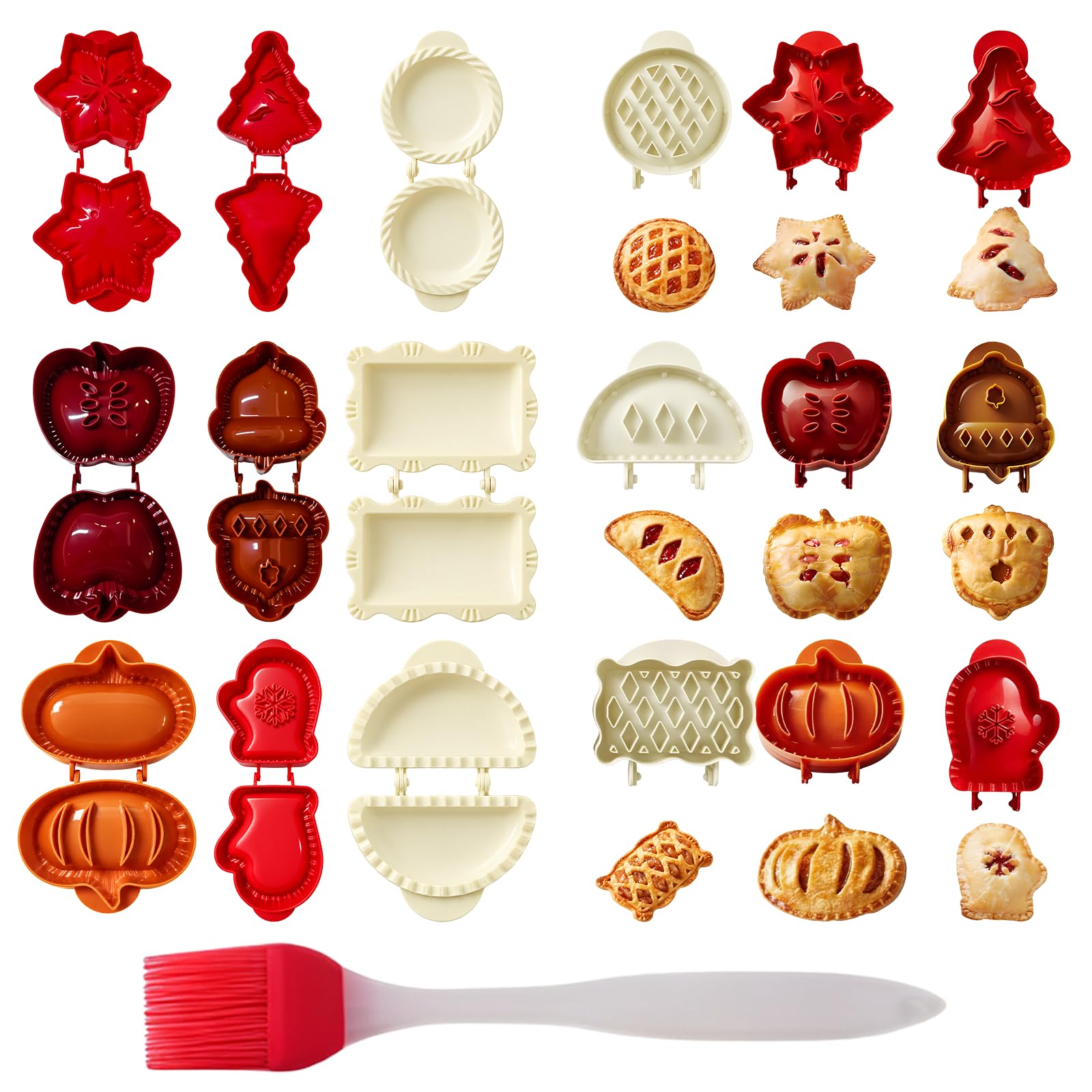 9cs - Set di mini stampi natalizi per torte e biscotti, con 9 forme (fiocco di neve, albero di Natale, mela, ghianda) per feste in casa