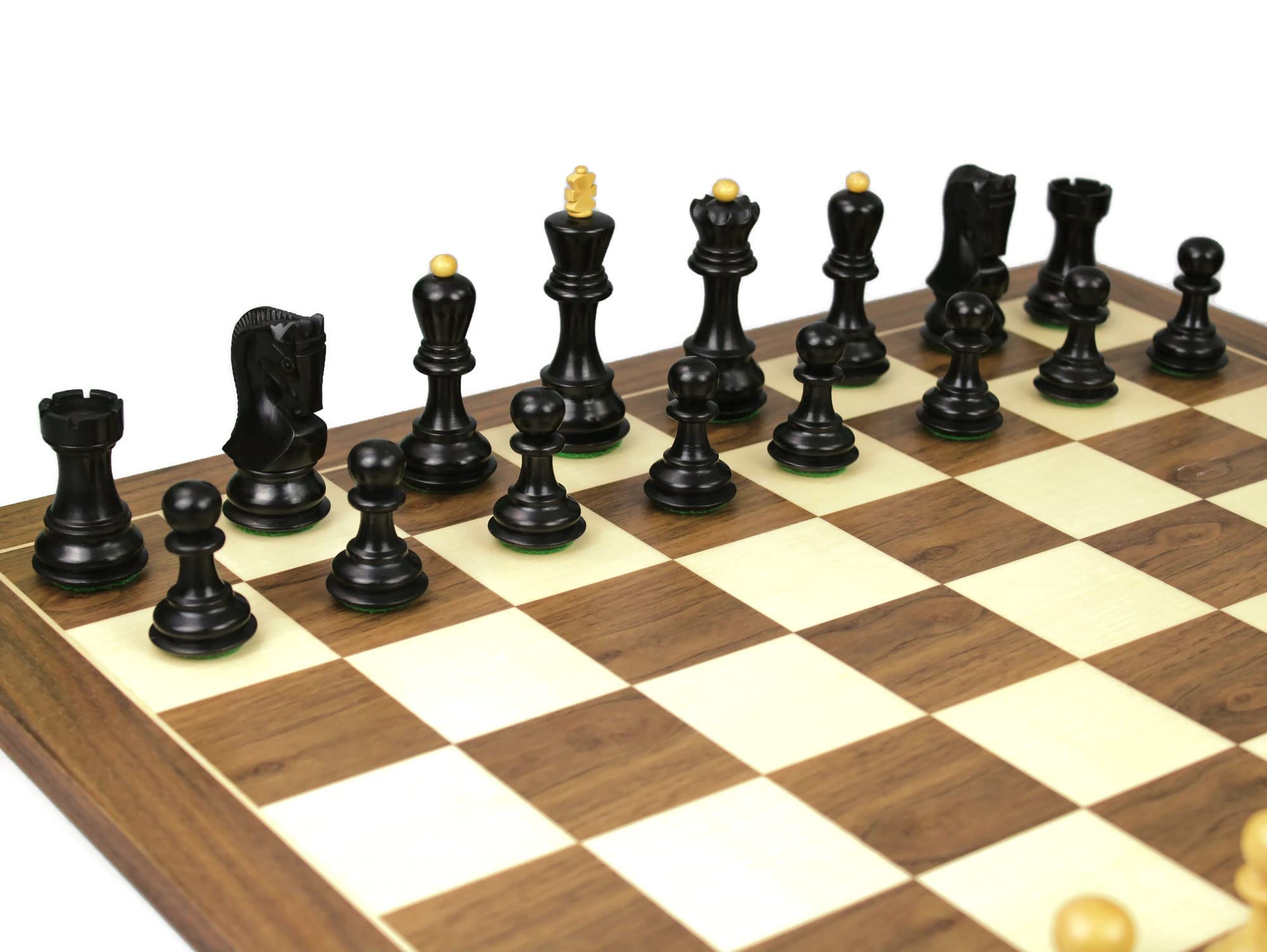 Set di scacchi in legno con tavola in noce da 20 pollici ponderata in ebano Zagabria Staunton pezzi da 9,75 cm