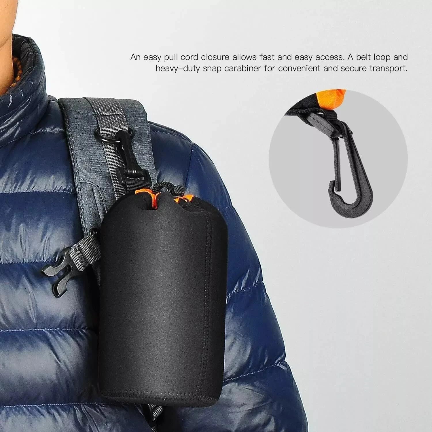 Set di 4 custodie per obiettivo della fotocamera, in neoprene spesso 4 mm con fodera in morbido velluto, borse impermeabili con coulisse con moschettone e passante per cintura, S/M/L/XL per