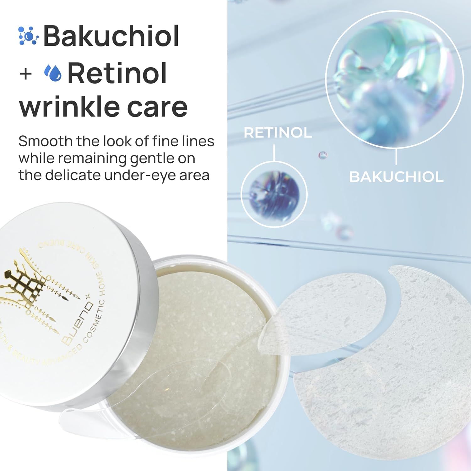 Bueno+ Bakuchiol Anti-Wrinkle Ampoule Eye Patch, 60 Patches, Under Eye Patches for Puffy Eyes and Dark Circles with Bakuchiol and Retinol, Korean Skin Care - Image 2