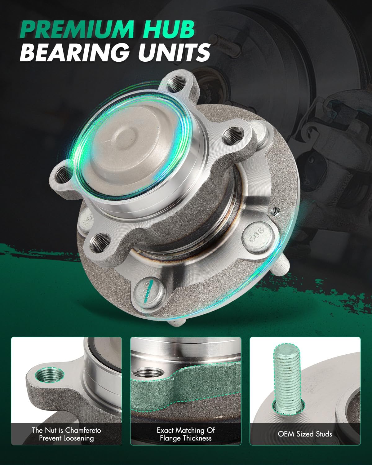 SCITOO 1 x Rear Wheel Bearing and Hub Assembly 2016-2021 For Honda Civic,2021-2022 For Honda Insight,5-Lug 1.5L 2.0L 512570