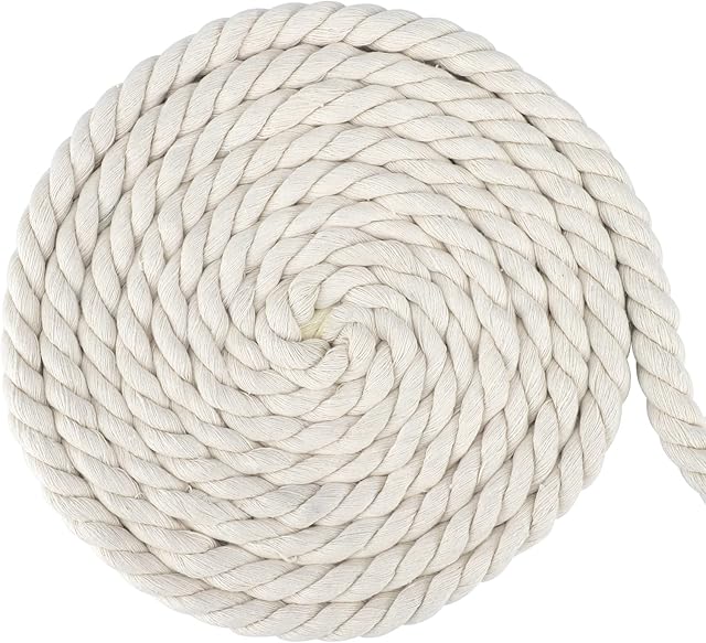 G2PLUS 14MM Beige Macrame Cord 10M Thick Macrame Rope Cotton for Wall Hanging Plant Hanger Knitting Craft (14MM * 10M)
