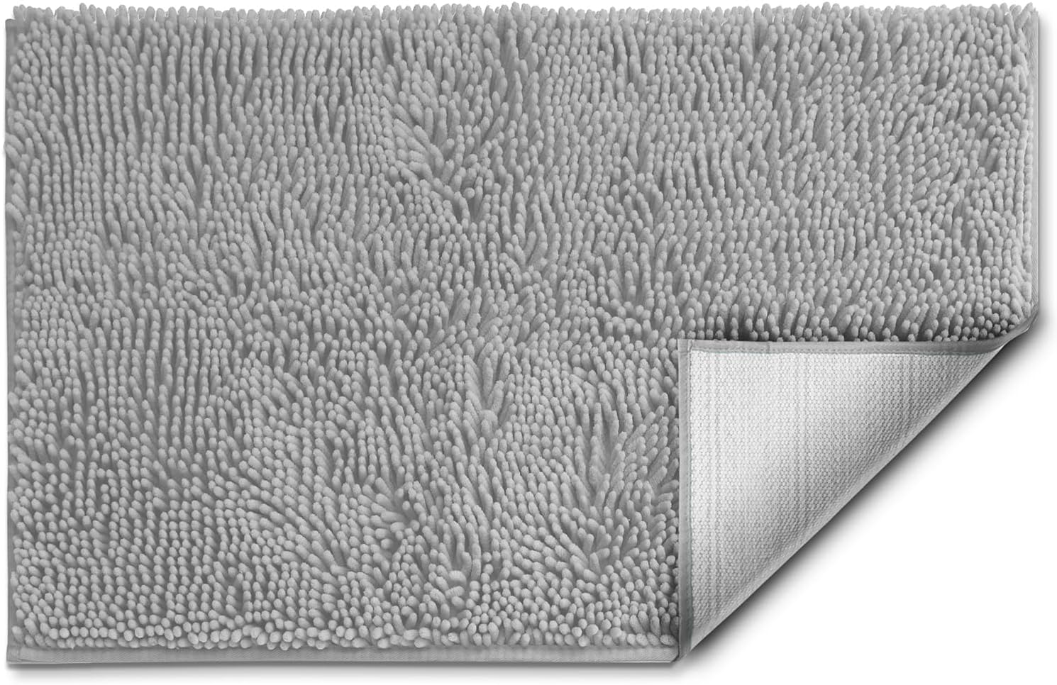 Nestl Bathroom Rugs, Chenille Bath Mat - Machine Washable Bath Mats for Bathroom Non-Slip Backing Rubber, Quick Dry Bathroom Mat - Silver Bath Rug, 20x32