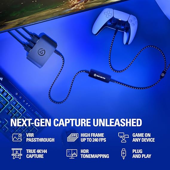 Elgato 4K X External Capture Card & Chat Link Pro USB Type-C, for PS5, PS4, Nintendo Switch, Capture Voice Chat, Gameplay Sound, Extra Long Cable