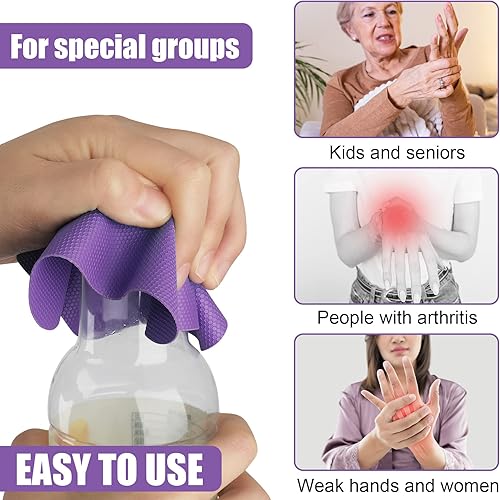 Miniatura 6 de 4 almohadillas para abridor de tarros, agarres de goma para tarros, abridor de tarros multifunción para personas mayores con posavasos de manos