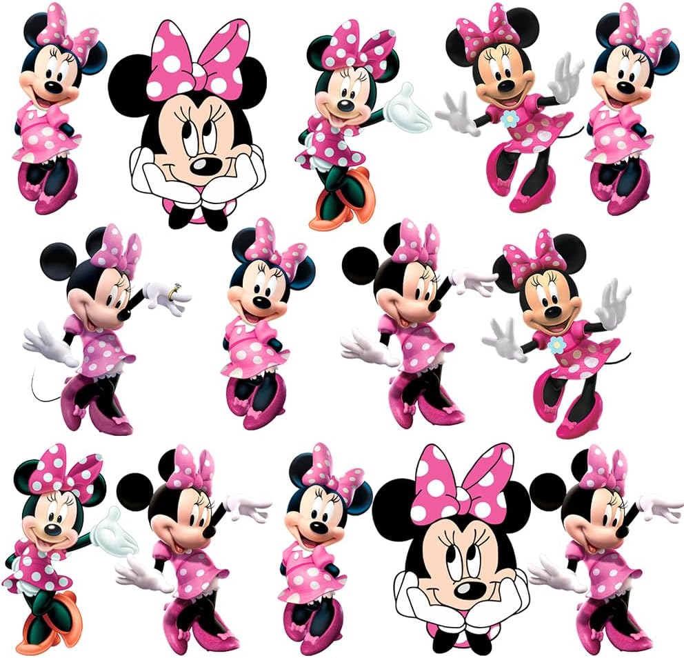 Dekor Spree Minnie Mouse Theme Paper Dangler for Magical Birthday Decorations - Set of 14 | Delightful Pieces for Girls, Boys, and Kids Party Supplies| Birthday Decoration | Birthday Theme Accessories
